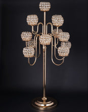 Load image into Gallery viewer, 40" Gold Crystal Beaded 13 Arm Candelabra Chandelier Votive Candle Holder Wedding Centerpiece
