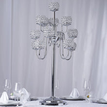 Load image into Gallery viewer, 40" Silver Crystal Beaded 13 Arm Candelabra Chandelier Votive Candle Holder Wedding Centerpiece
