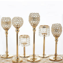 Load image into Gallery viewer, Stunning  Metal Votive Tealight Crystal Candle Holder Wedding Centerpiece - Gold - 11.5"
