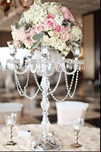Load image into Gallery viewer, Stunning Candelabra  Candlestick Crystal Candle Holder Wedding Centerpiece - 35" Tall
