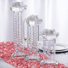 Load image into Gallery viewer, Gemcut Egyptian Handcrafted Glass Crystal Pillar Vase Chandelier Table Top Wedding Centerpiece - Set of 3 PCS
