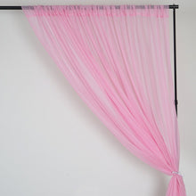 Load image into Gallery viewer, Set Of 2 Pink Fire Retardant Sheer Organza Premium Curtain Panel Backdrops Window Treatment With Rod Pockets - 5FTx10FT
