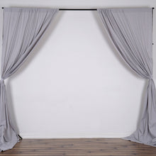 Load image into Gallery viewer, Set Of 2 Silver Fire Retardant Polyester Curtain Panel Backdrops Window Treatment With Rod Pockets - 5FTx10FT
