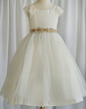 Load image into Gallery viewer, Sparkly Taffeta Bodice and Organza Overlay Skirt Dress - Ivory
