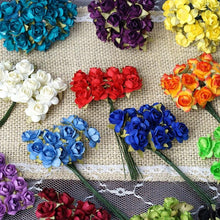 Load image into Gallery viewer, 144 Purple Paper Mini Flower Roses For DIY Wedding Card Craft Party Favors Decorations
