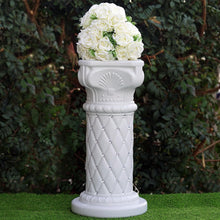 Load image into Gallery viewer, 4 PCS 10mm Crystal Studded White Wedding French Columns Plant Stand With Mirror Mosaic  - 25.25"x 10"
