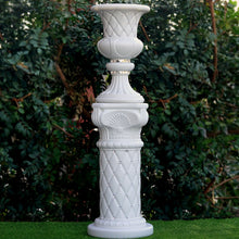 Load image into Gallery viewer, 4 PCS 10mm Crystal Studded White Wedding French Columns Plant Stand With Mirror Mosaic  - 25.25"x 10"
