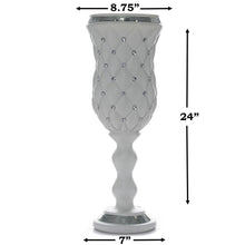 Load image into Gallery viewer, 10mm Crystal Bead Studded White Wedding French Columns With Mirror Mosaic Party Event Decoration - 24"x8.75" - 6PCS
