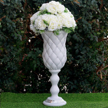 Load image into Gallery viewer, 10mm Crystal Bead Studded White Wedding French Columns With Mirror Mosaic Party Event Decoration - 24"x8.75" - 6PCS

