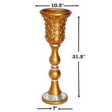 Load image into Gallery viewer, 32" Tall Crystal Beaded Gold Wedding French Columns With Mirror Mosaic Party Event Decoration - 4PCS
